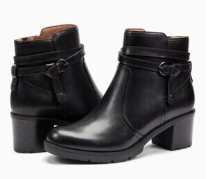 Easy Spirit SE Carter Boots Women's Size 7 Black Faux Leather Ankle Block Heel